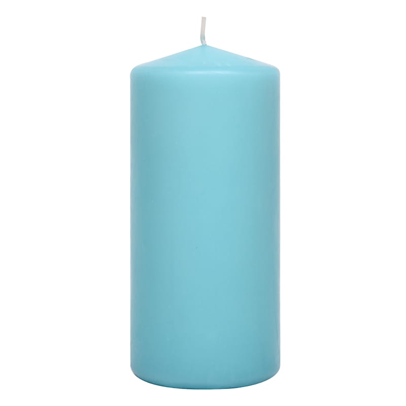 Aqua Unscented Overdip Pillar Candle, 6"