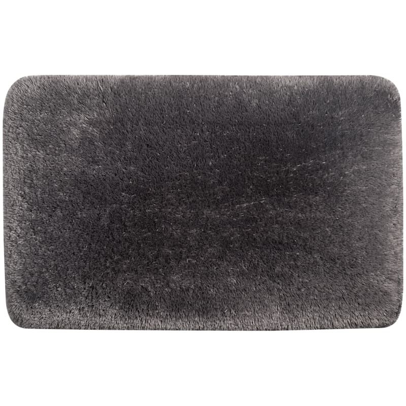 Dark Grey Pearl Plush Memory Foam Bath Mat, 21x34
