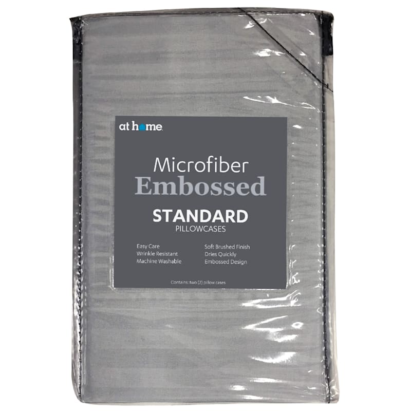 2-Piece Grey Microfiber Pillowcase Set, Standard