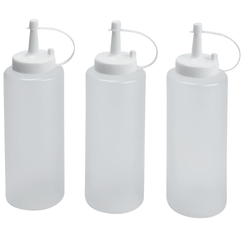 3 Plastic Condiment Bottles