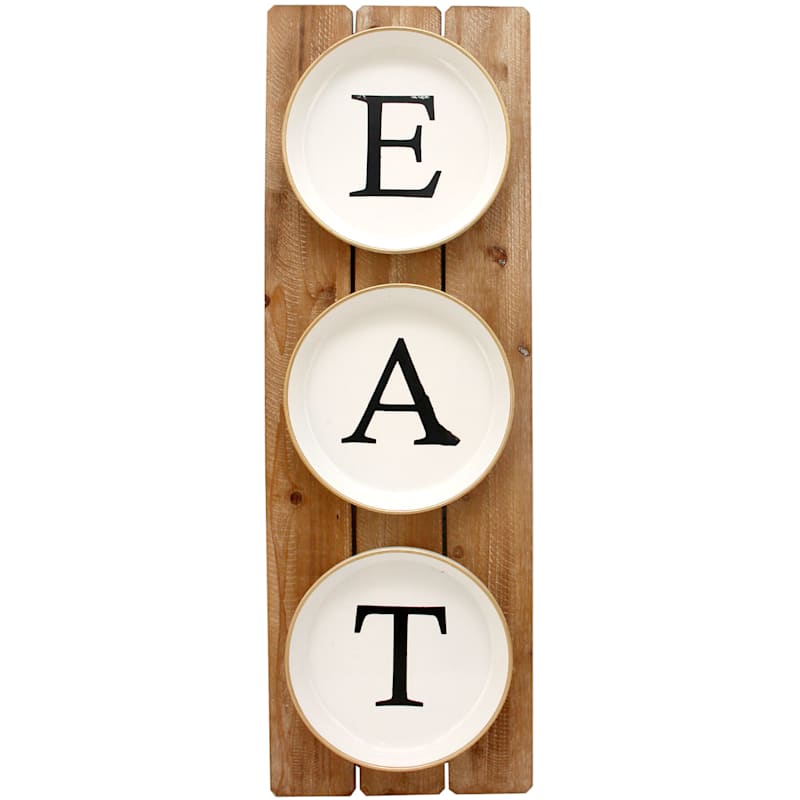 12x36 Metal Eat Plates Wall Art At Home - Eat Wall Decor Signs