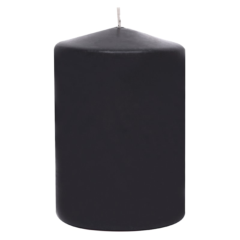 Black Unscented Overdip Pillar Candle, 4"