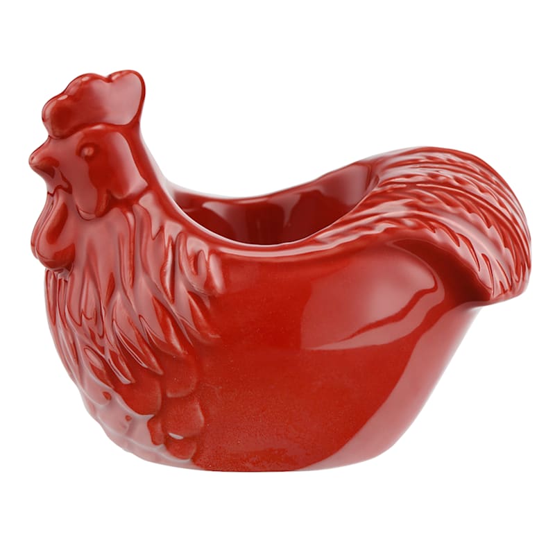 CERAMIC ROOSTER EGG CUP RED