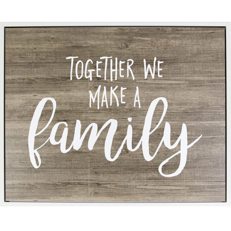 Together We Make a Family Framed Textured Canvas Wall Sign, 28x23