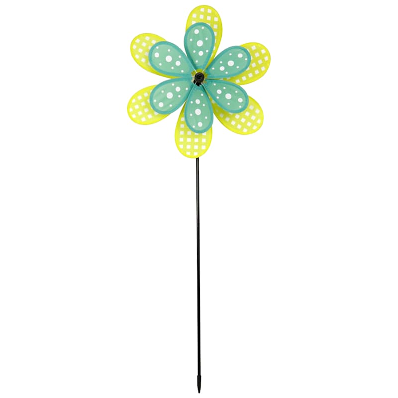 38in. Plastic Fabric Double Layer Whirligig Yellow/Green