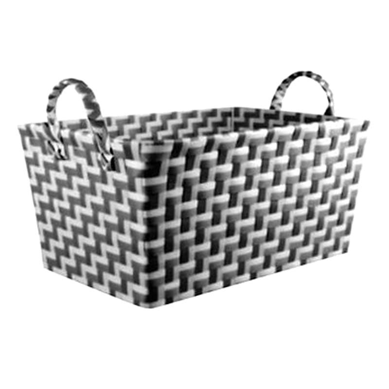 Tapered Ribbon Plastic Basket W/Handle Black XS