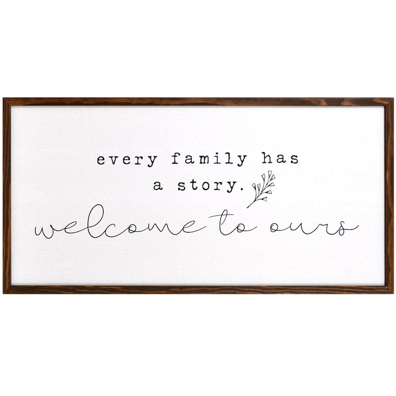 Welcome to Our Family Story Framed Canvas Wall Art, 32x16