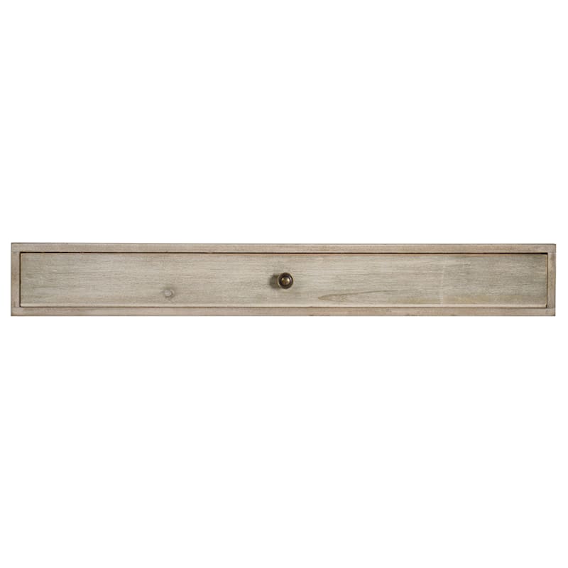 24in. Wood Distressed Brown Drawer Shelf