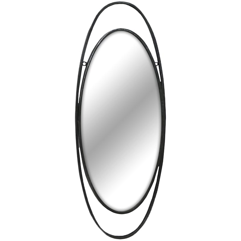 Metal Ring Framed Oval Wall Mirror, 14x36