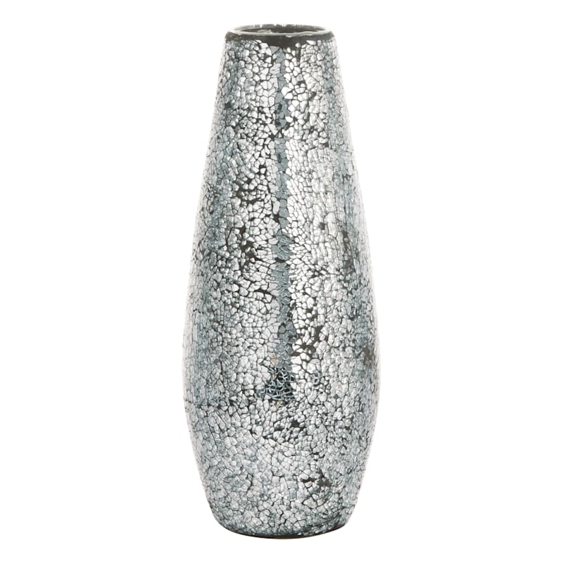 ✨ Silver Sparkly Vase Romany Mirrored Crushed Mosaic Italian 60CM Home Decor new 