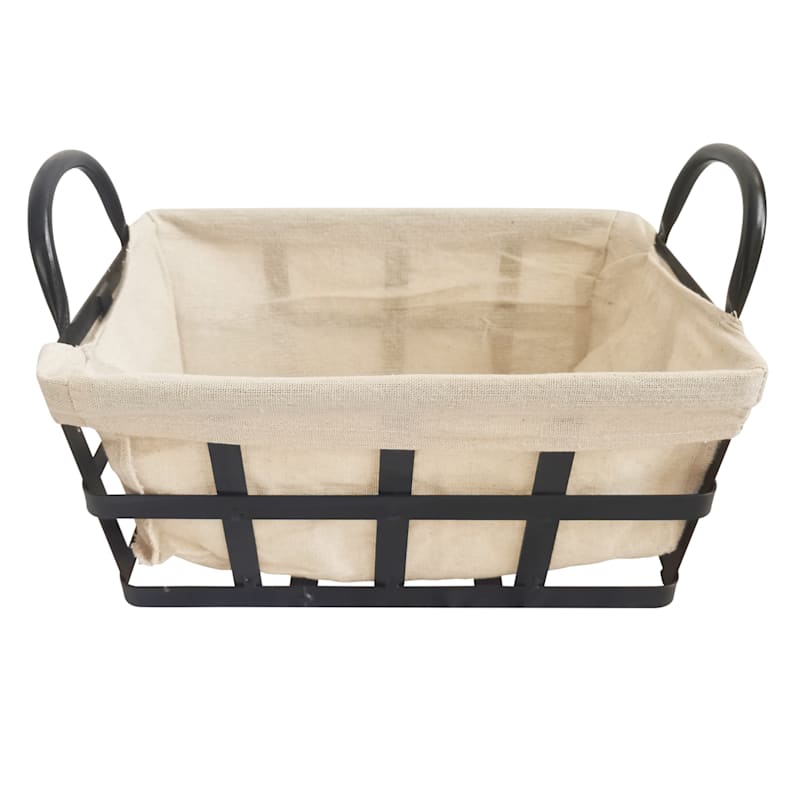 Metal Storage Basket with Liner, Small