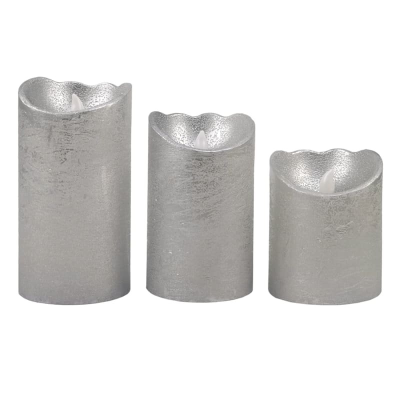 Set Of 3 3X4 3X5 3X6 Led Wax Bevel Connection Candles Silver