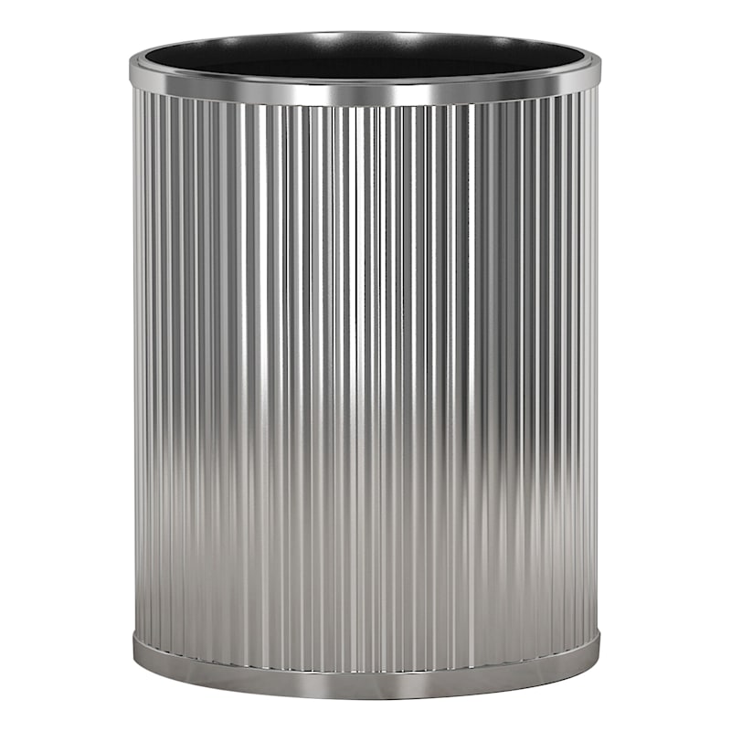 Clear & Silver Bevel Metal Wastebasket