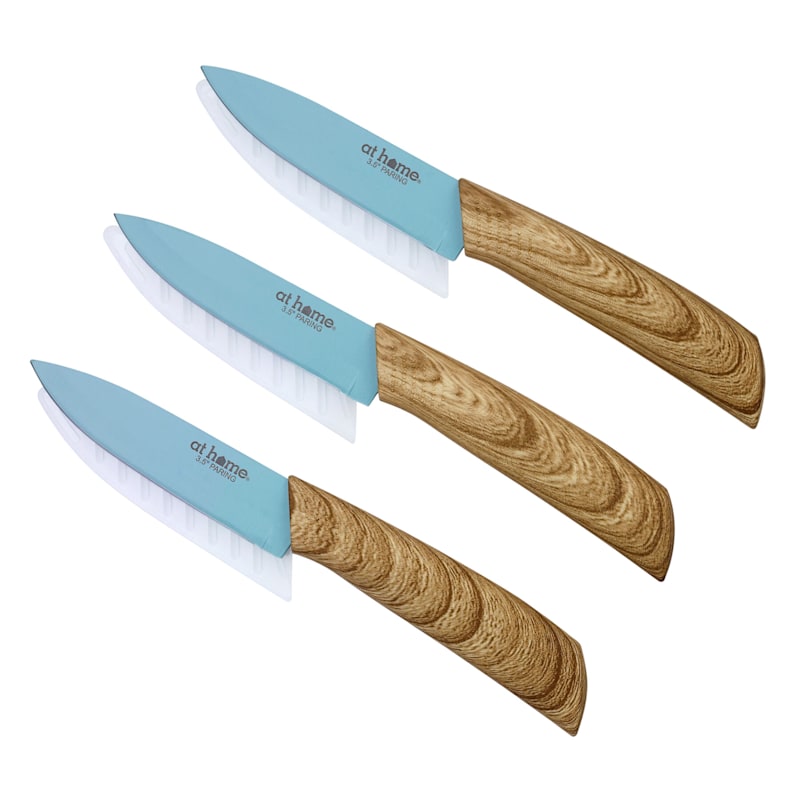 6-Piece Wood-Look Handle Non-Stick Paring Knife & Sheath Set
