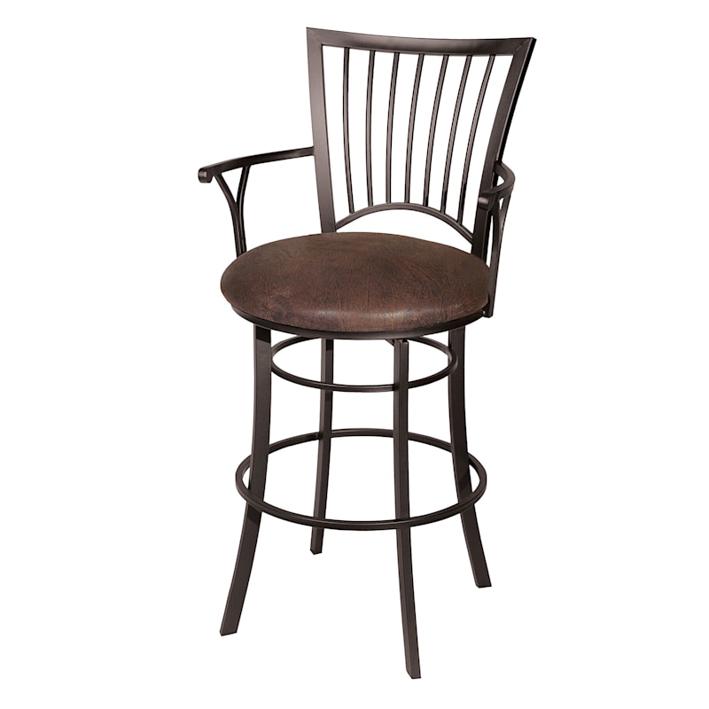 Tyler Swivel Barstool With Arms Faux, Bar Stools Swivel With Back And Arms