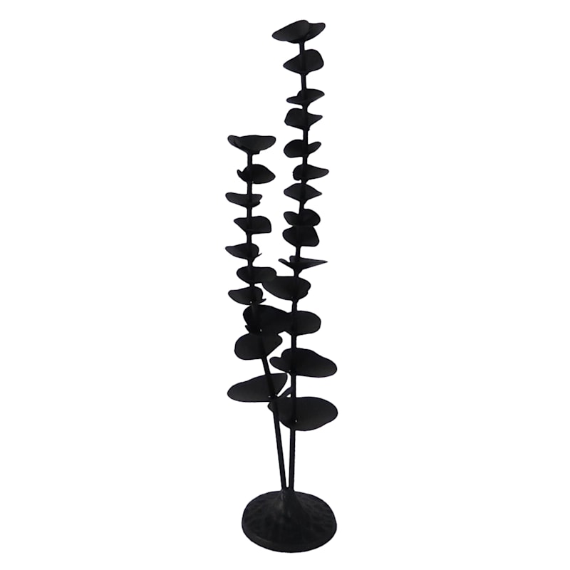 Black Metal Plant Sculpture, 16"