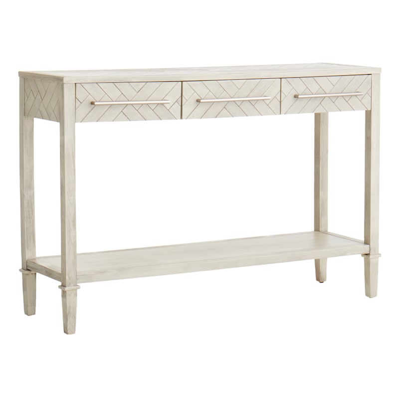 1 Shelf Parquet Wood Console Table, Grey Console Table With Drawers And Shelf