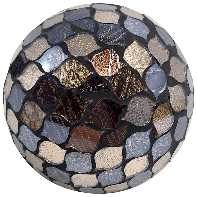 Black Mosaic Glass Ball, 4"