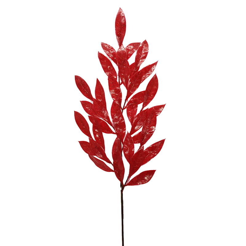 Red Magnolia Leaves Stem, 33"