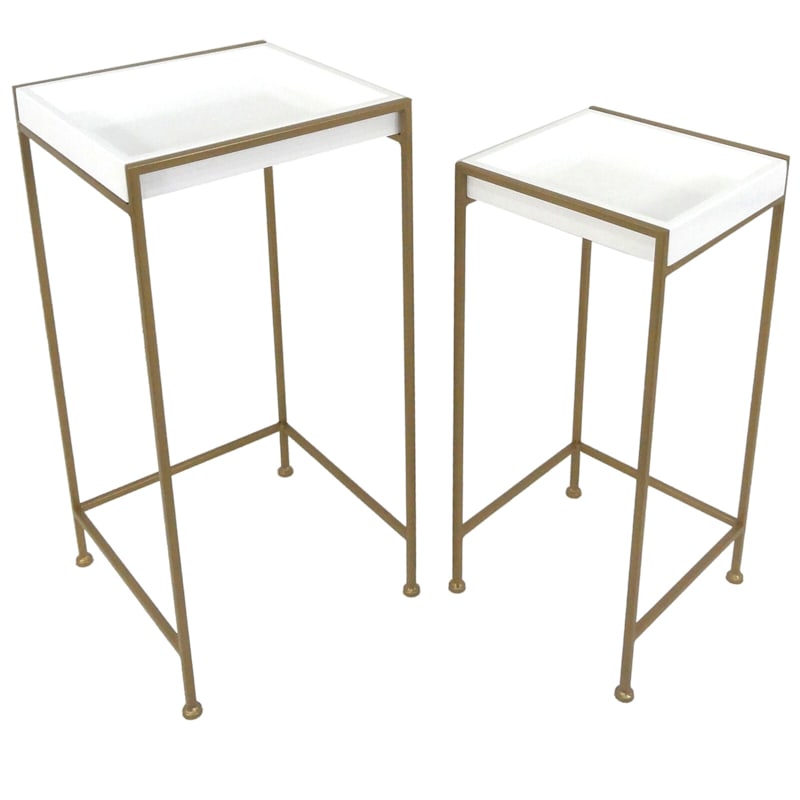 Plant Stand With Gold Metal Base White, Small