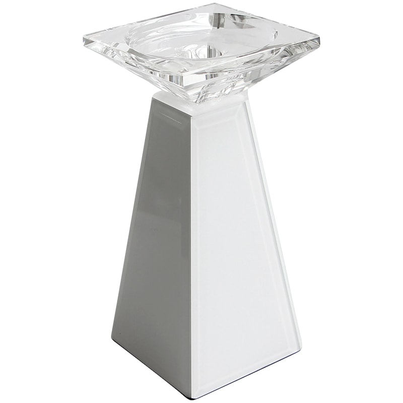 White Glass Candle Holder, 7"
