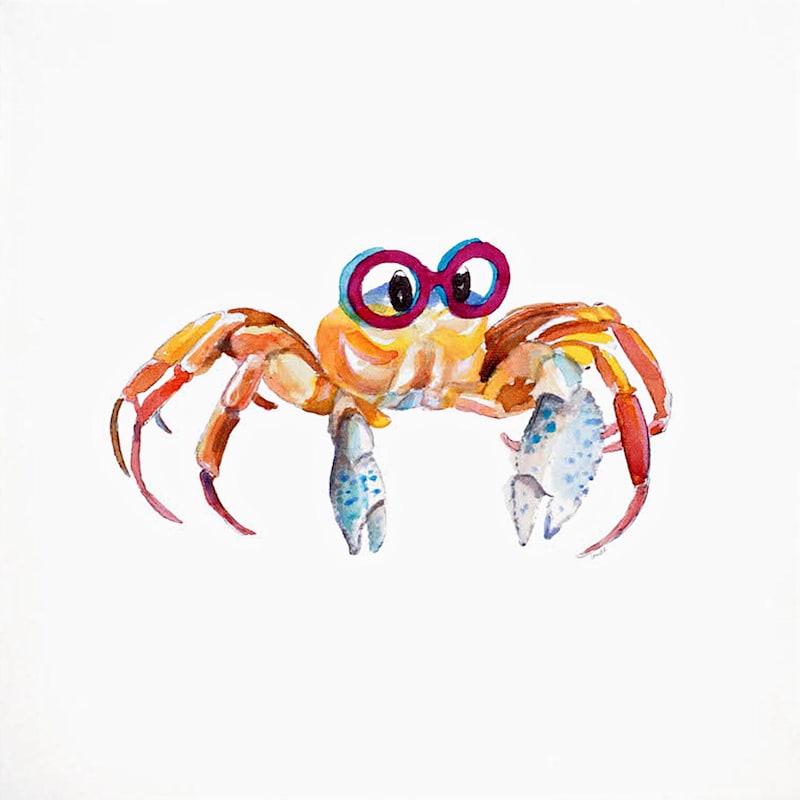Crab with Glasses Canvas Wall Art, 12"