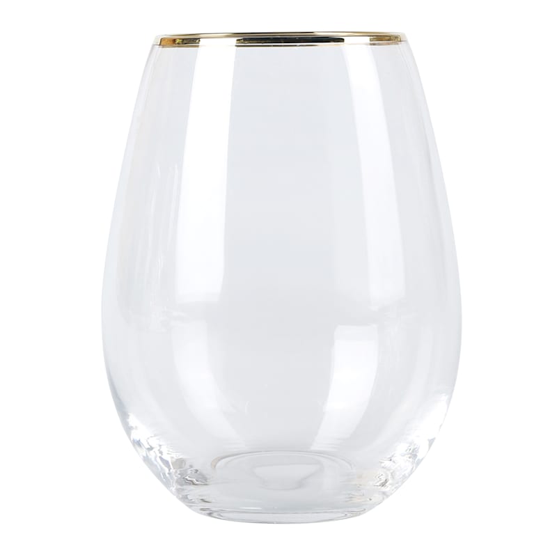 Stemless Wine Glass/Gold Rim