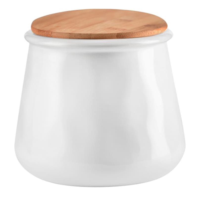 6IN WHT CANISTER WOOD LID | At Home