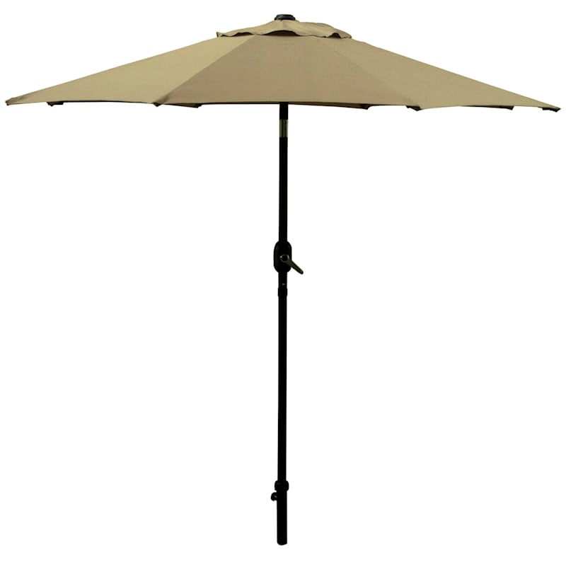 Tan Outdoor Crank & Tilt Steel Umbrella, 7.5'