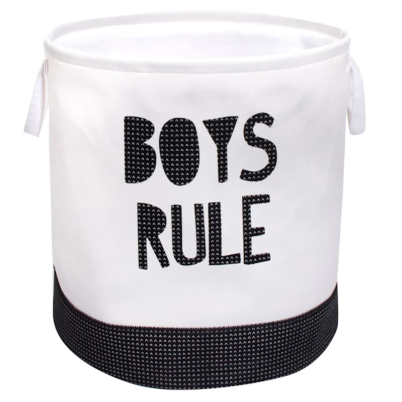 Boys Rule Black & White Laundry Hamper, Medium