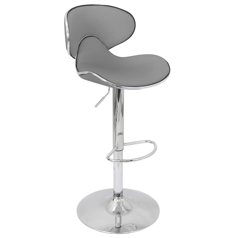 Duo Grey Faux Leather Adjustable Barstool