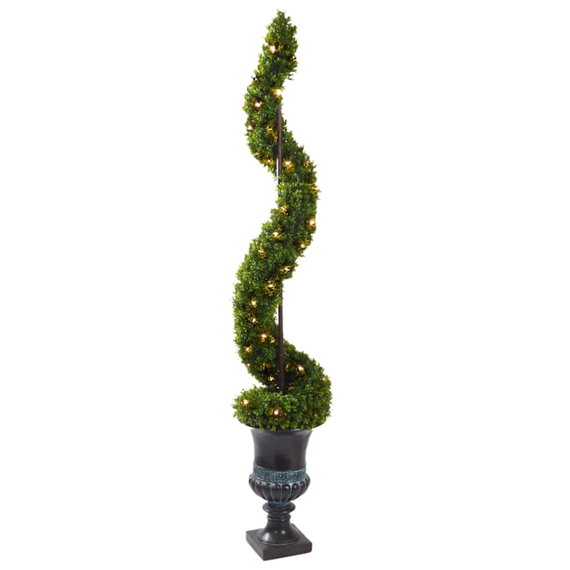 Pre-lit Boxwood Spiral Topiary, 84"