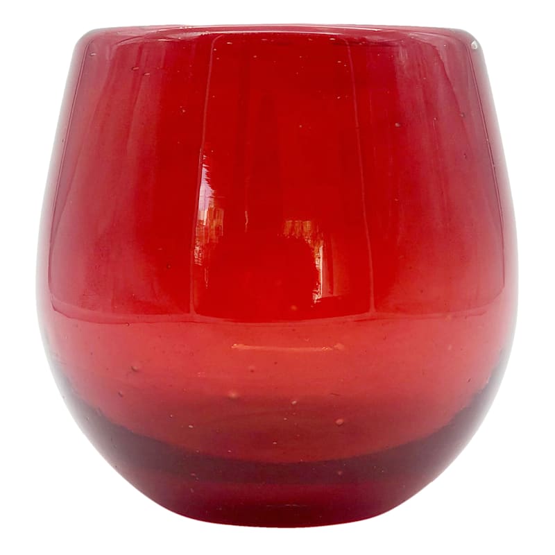 RCLD GLASS STEMLESS SOLID RED