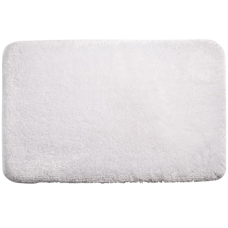 White Pearl Plush Memory Foam Bath Mat, 21x34