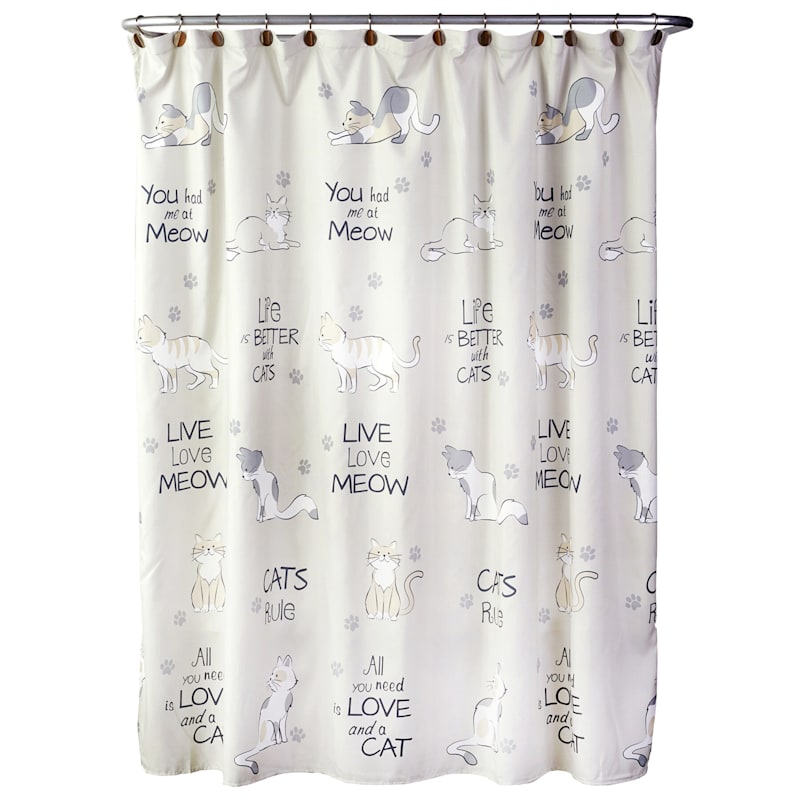 Cats Rule Shower Curtain At Home, Cat Shower Curtain