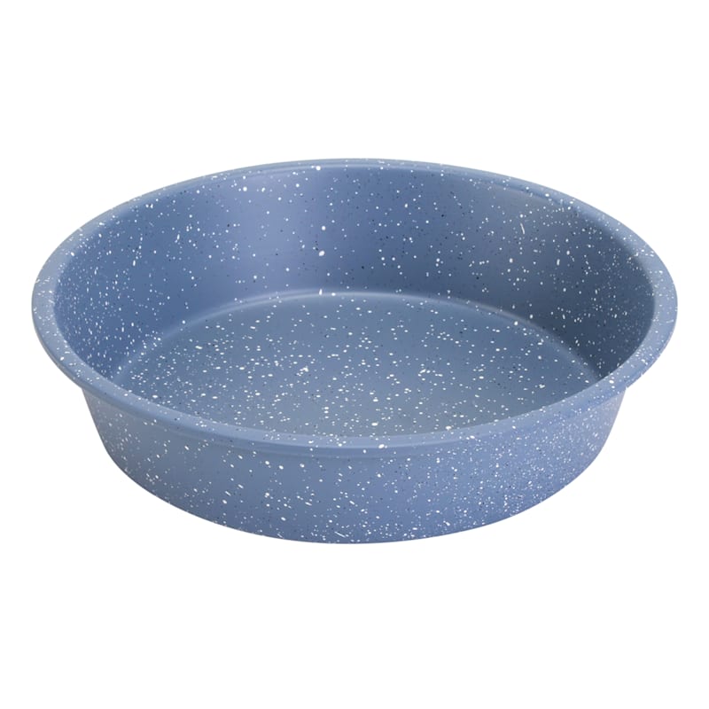 Mid Size Blue and White Speckled Enamelware Roasting Pan With