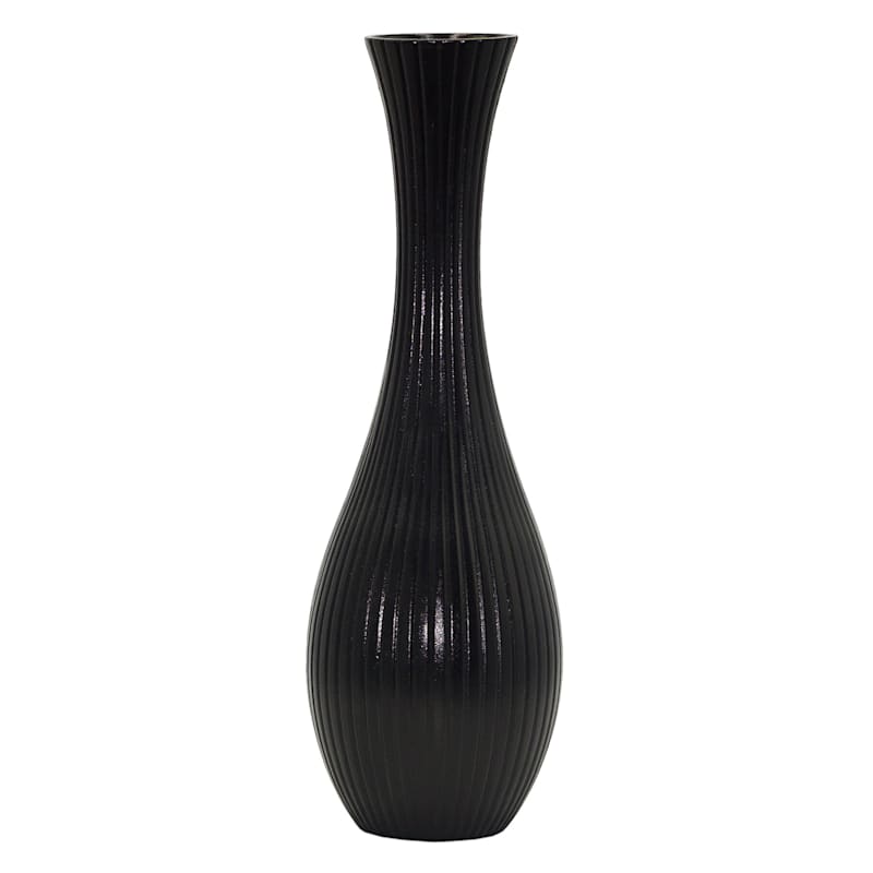 Found & Fable Black Wooden Vase, 18"