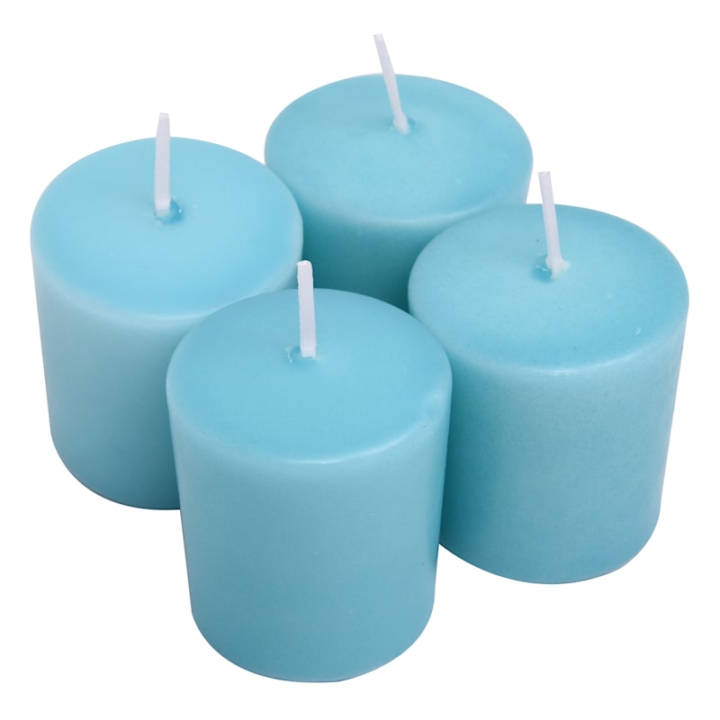 4-Pack Aqua Unscented Overdip Votive Candles
