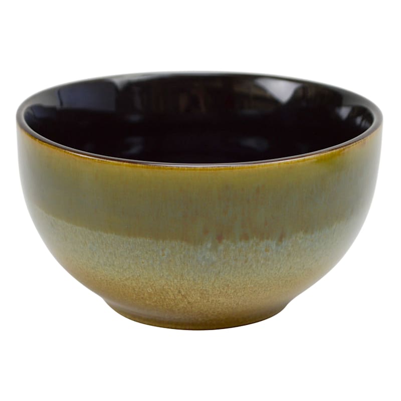Brown & Tan Reactive Glaze Stoneware Bowl, 5.5"