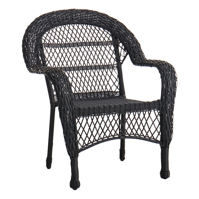Outdoor Wicker Chair Black At Home - Black And White Woven Patio Chairs