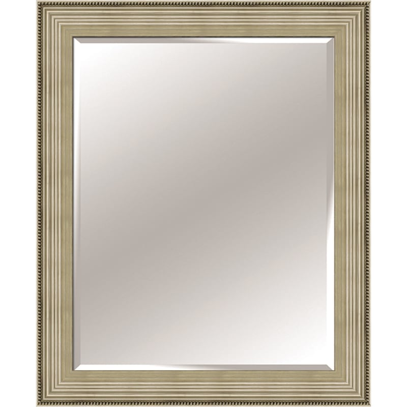 30X42 Rectangle Solid Wood Beased High And Low Champagne Silver Wall Mirror