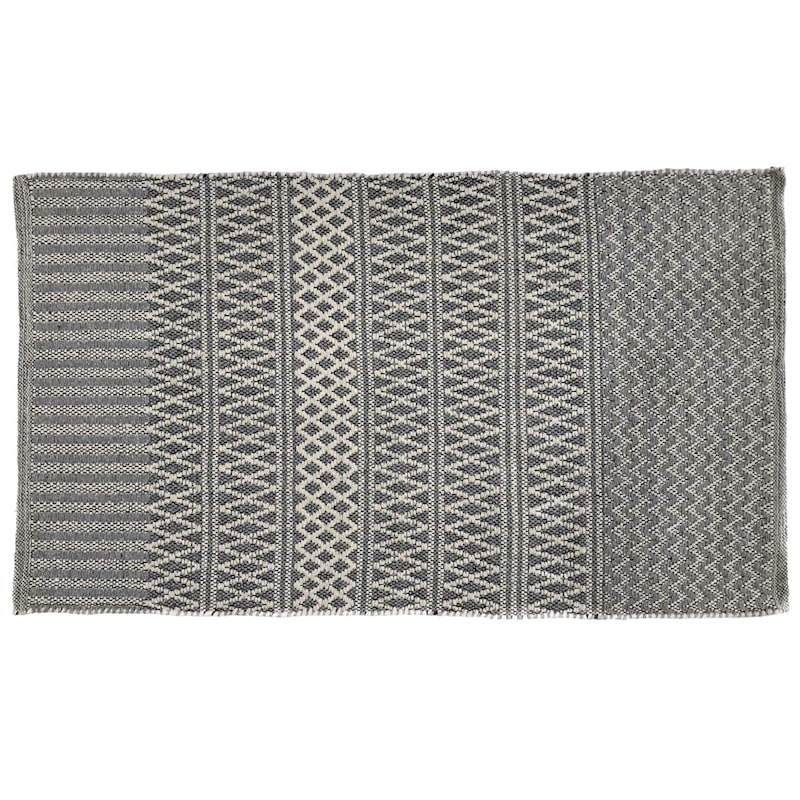 Grey Diamond Striped Woven Accent Rug, 2x4