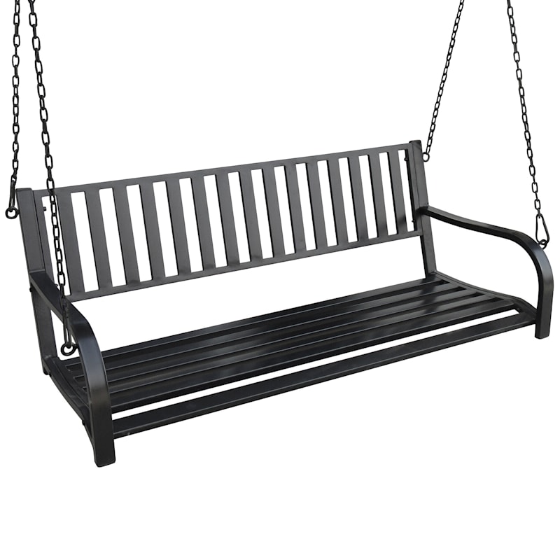 2-Seat Black Steel Porch Swing