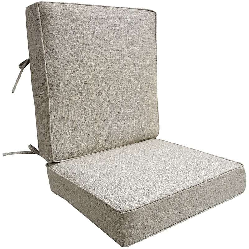 2-Piece Fiddlestix Light Gray Premium Outdoor Gusseted Deep Seat Cushion