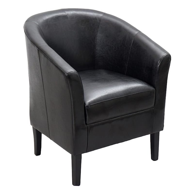 Simon Black Faux Leather Accent Chair, Black And White Leather Accent Chair