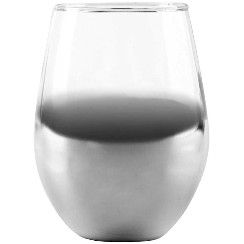 Silver Ombre Stemless Wine Glass, 17oz
