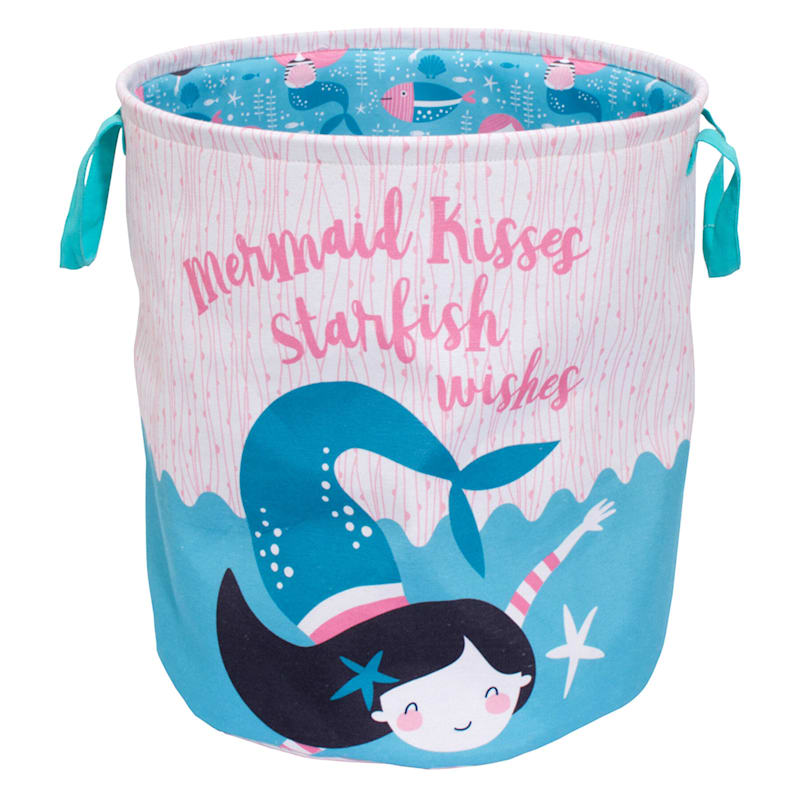 Round Fabric Mermaid Kiss Hamper, Medium