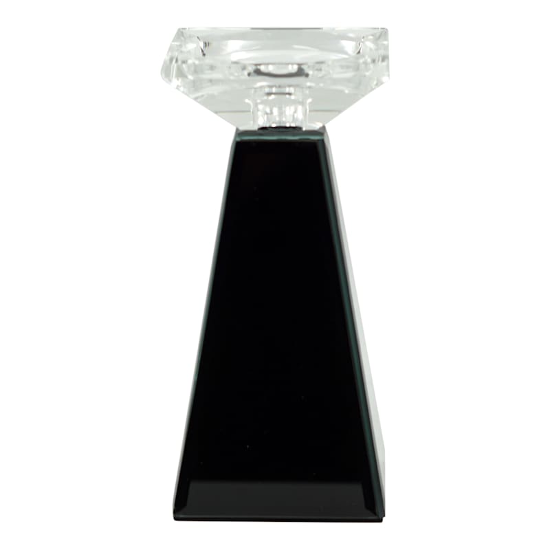 Black Glass Candle Holder, 8"