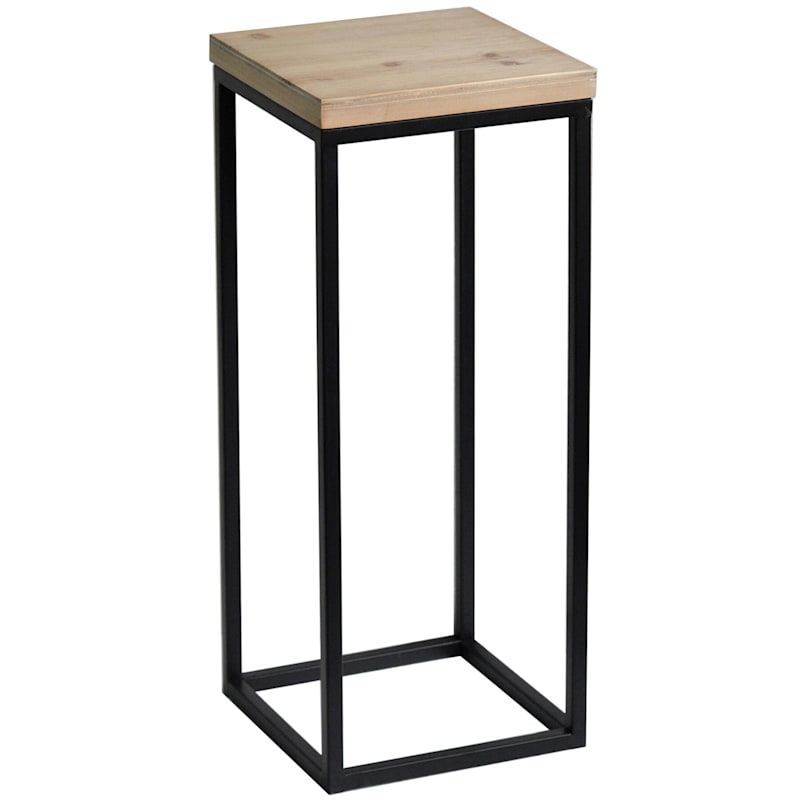 Fiona Wooden Top Plant Stand with Metal Base, Small