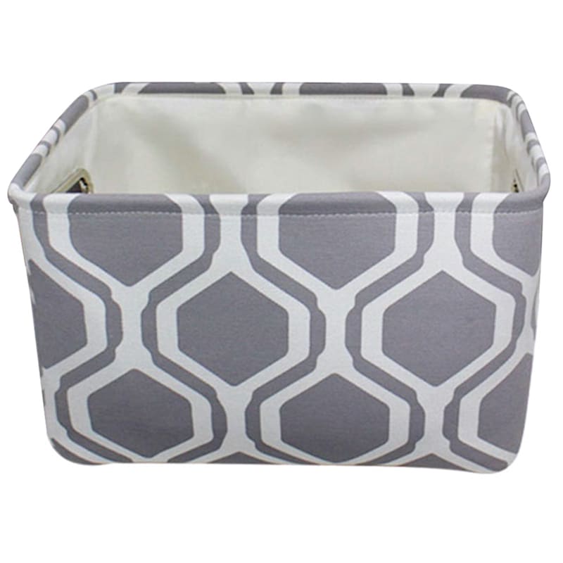 Small Rectangle Fabric Basket Hex Grey
